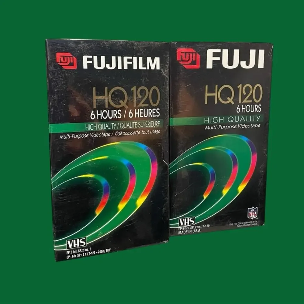FujiFilm HQ120 Blank VHS Video Tapes 6 Hours Fuji Lot x2 NEW Sealed Retro Media